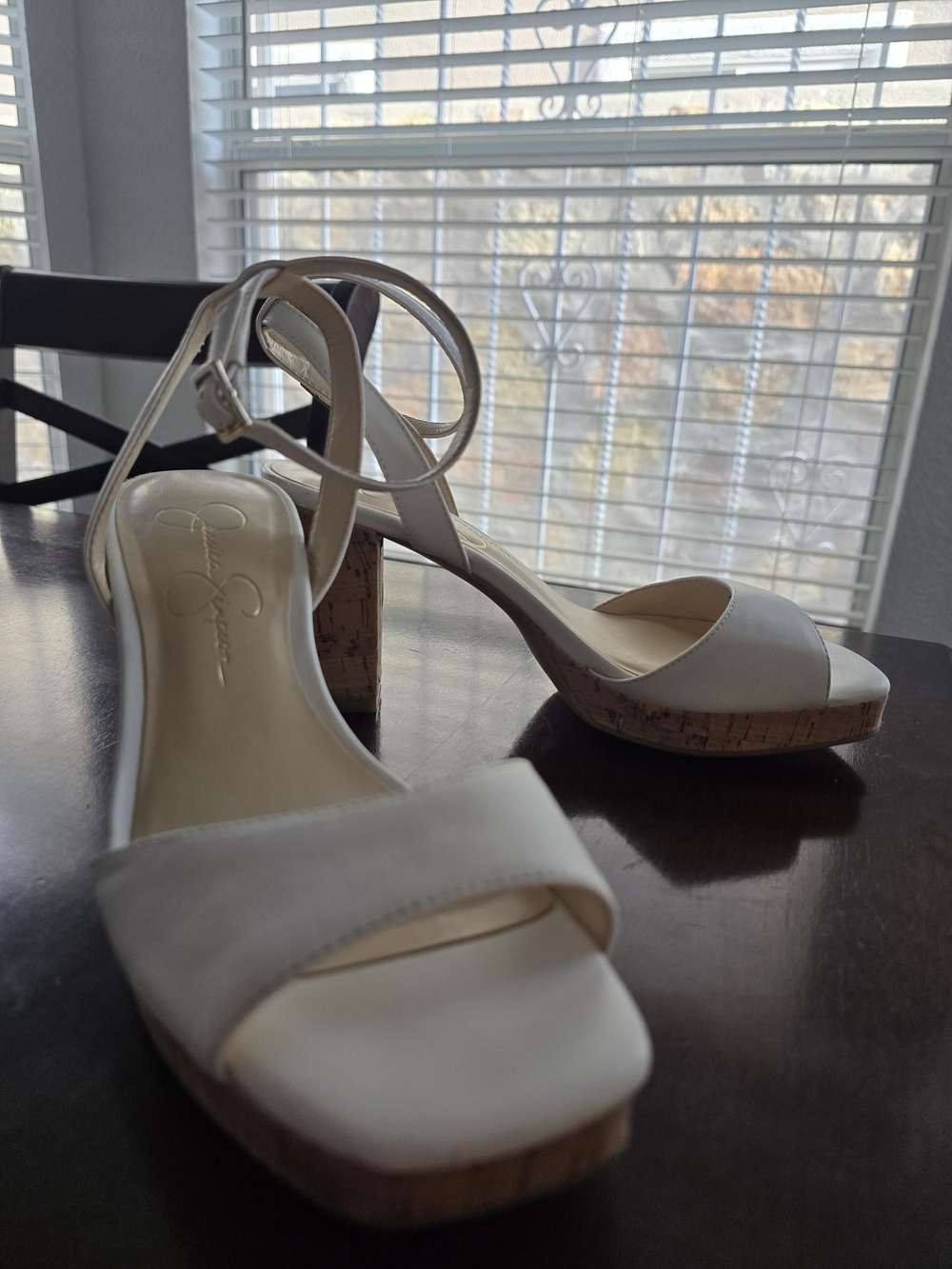 Jessica Simpson Ivory Cork Block Heel Sandals
